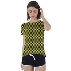 Shiny Knot Short Sleeve Foldover Tee