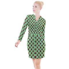 Funnyspider Button Long Sleeve Dress by Sparkle