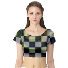 Circle Checks Short Sleeve Crop Top by Sparkle