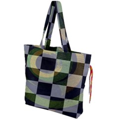 Circle Checks Drawstring Tote Bag by Sparkle