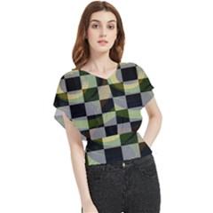 Circle Checks Butterfly Chiffon Blouse