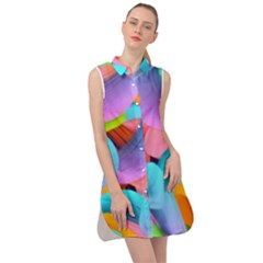 3d Color Swings Sleeveless Shirt Dress