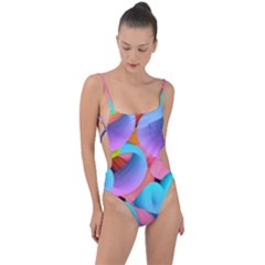 3d Color Swings Tie Strap One Piece Swimsuit by Sparkle