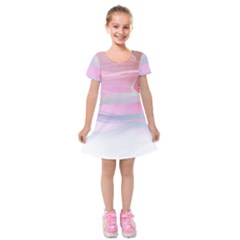 Pink Fractal Kids  Short Sleeve Velvet Dress by Sparkle