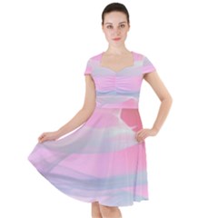 Pink Fractal Cap Sleeve Midi Dress by Sparkle