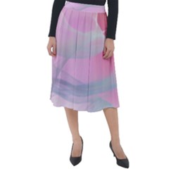 Pink Fractal Classic Velour Midi Skirt  by Sparkle