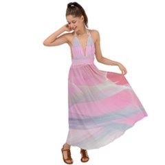 Pink Fractal Backless Maxi Beach Dress by Sparkle