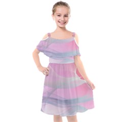 Pink Fractal Kids  Cut Out Shoulders Chiffon Dress by Sparkle