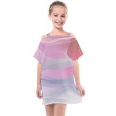 Pink Fractal Kids  One Piece Chiffon Dress by Sparkle