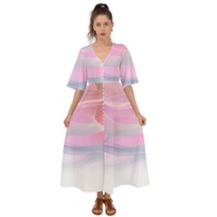 Pink Fractal Kimono Sleeve Boho Dress by Sparkle