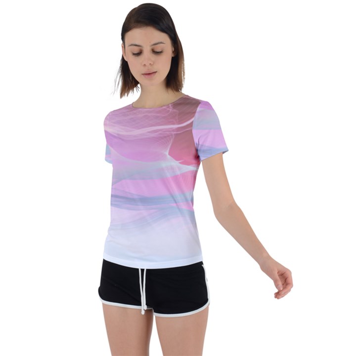 Pink Fractal Back Circle Cutout Sports Tee