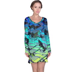 Digital Abstract Long Sleeve Nightdress