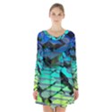 Digital Abstract Long Sleeve Velvet V-neck Dress View1