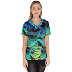 Digital Abstract Women s V-neck Scrub Top by Sparkle