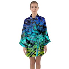 Digital Abstract Long Sleeve Satin Kimono by Sparkle