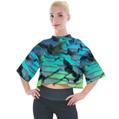 Digital Abstract Mock Neck Tee