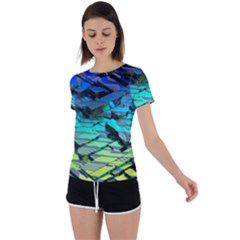 Digital Abstract Back Circle Cutout Sports Tee