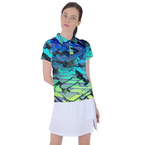 Digital Abstract Women s Polo Tee by Sparkle