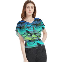 Digital Abstract Butterfly Chiffon Blouse