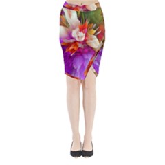 Poppy Flower Midi Wrap Pencil Skirt by Sparkle