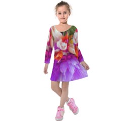 Poppy Flower Kids  Long Sleeve Velvet Dress by Sparkle