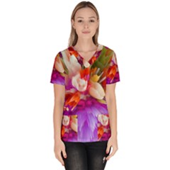 Poppy Flower Women s V-neck Scrub Top by Sparkle