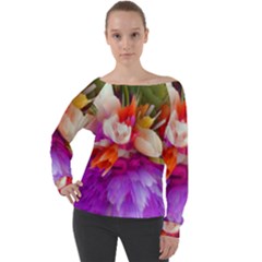 Poppy Flower Off Shoulder Long Sleeve Velour Top by Sparkle