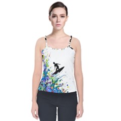 Nature Surfing Velvet Spaghetti Strap Top by Sparkle