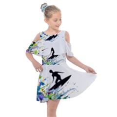 Nature Surfing Kids  Shoulder Cutout Chiffon Dress by Sparkle