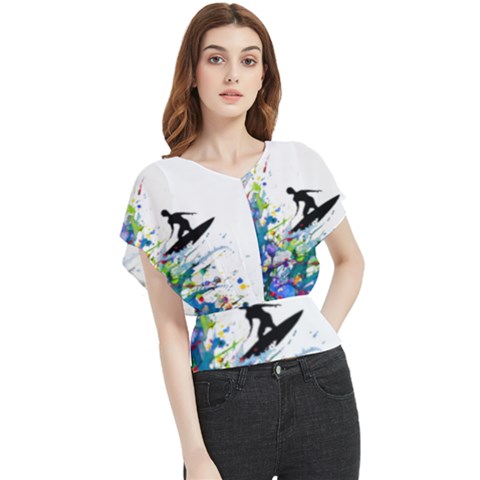 Nature Surfing Butterfly Chiffon Blouse by Sparkle