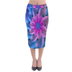 Fractal Flower Velvet Midi Pencil Skirt by Sparkle