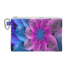 Fractal Flower Canvas Cosmetic Bag (large) by Sparkle