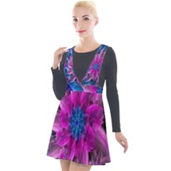 Fractal Flower Plunge Pinafore Velour Dress by Sparkle