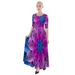 Fractal Flower Half Sleeves Maxi Dress by Sparkle