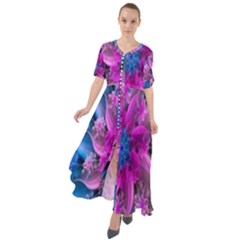 Fractal Flower Waist Tie Boho Maxi Dress by Sparkle