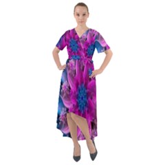 Fractal Flower Front Wrap High Low Dress