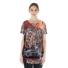 Nature With Tiger Skirt Hem Sports Top by Sparkle