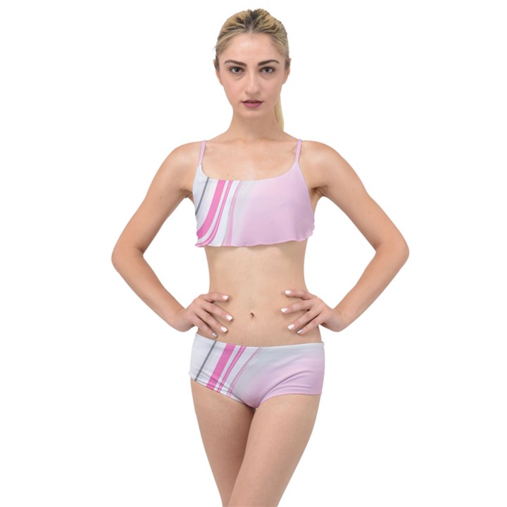 Modern Pink Layered Top Bikini Set