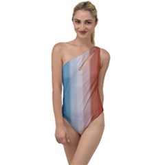 Blue,white Red To One Side Swimsuit by Sparkle