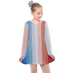 Blue,white Red Kids  Long Sleeve Dress by Sparkle