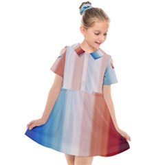 Blue,white Red Kids  Short Sleeve Shirt Dress by Sparkle