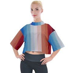 Blue,white Red Mock Neck Tee by Sparkle