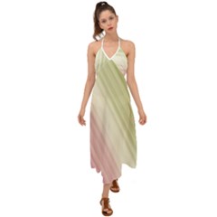 Pink Green Halter Tie Back Dress  by Sparkle