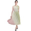 Pink Green Round Neck Boho Dress View1