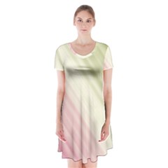 Pink Green Short Sleeve V-neck Flare Dress by Sparkle