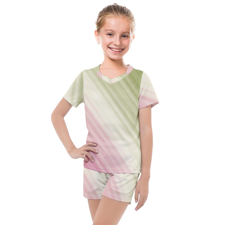 Pink Green Kids  Mesh Tee and Shorts Set