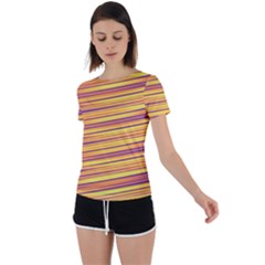 Orange Strips Back Circle Cutout Sports Tee