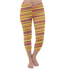 Orange Strips Capri Winter Leggings  by Sparkle