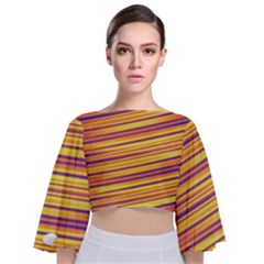 Orange Strips Tie Back Butterfly Sleeve Chiffon Top