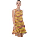 Orange Strips Frill Swing Dress View1